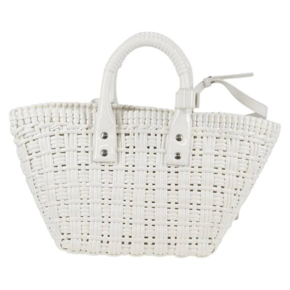 BALENCIAGA Bistro XS Hand Bag Enamel 2way White Silver - Picture 2 of 15